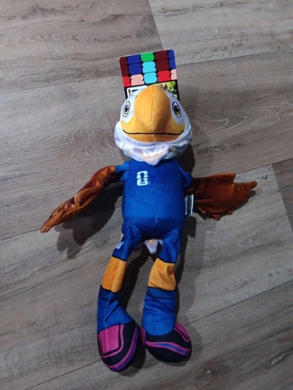 FIFA World Cup Clutch the Eagle Dog Toy OS Blue NWT Crinkle Sound Plush